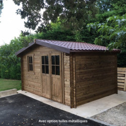 Abri de jardin 12m² Bois 40mm traité teinté marron Gardy Shelter
