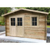 Abri de jardin 12m² Bois 40mm traité teinté marron Gardy Shelter