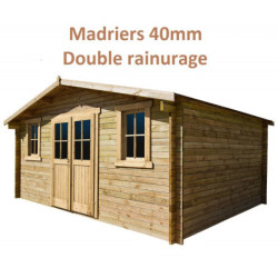 Abri de jardin 16m² en bois 40mm traité teinté marron Gardy Shelter