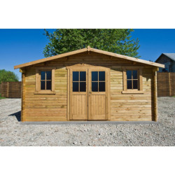 Abri de jardin 16m² en bois 40mm traité teinté marron Gardy Shelter