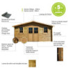 Abri de jardin 16m² en bois 40mm traité teinté marron Gardy Shelter
