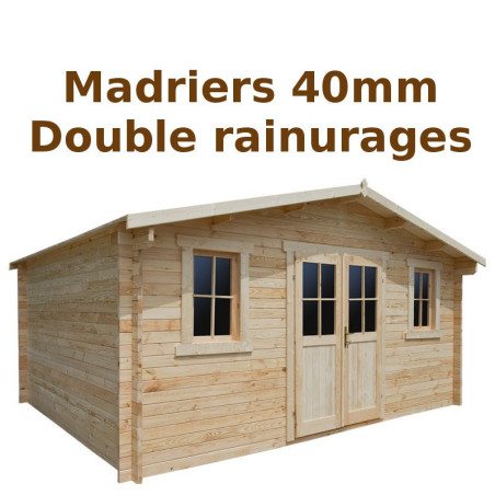 Abri en bois brut massif 19,8m² - épaisseur 40mm Gardy Shelter