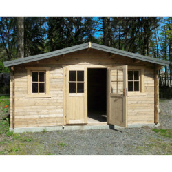 Abri en bois brut massif 19,8m² - épaisseur 40mm Gardy Shelter