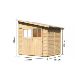 Abri en bois brut adossable 4,18m² Bomlitz 2 + Embase - Karibu