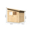 Abri en bois brut adossable 4,18m² Bomlitz 2 + Embase - Karibu