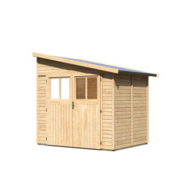 Abri en bois brut adossable 4,18m² Bomlitz 2 + Embase - Karibu