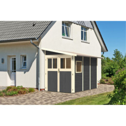 Abri adossé en bois vitrifié Gris de 4,85m² Wandlitz 3 - Karibu