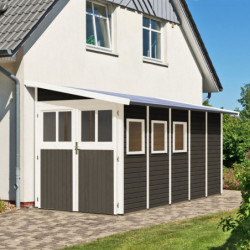 Abri de jardin adossé en bois vitrifié gris 8m² Wandlitz 5 Karibu
