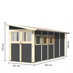 Abri de jardin adossé en bois vitrifié gris 8m² Wandlitz 5 Karibu