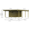 Carport en bois autoclave 30,35m² + débarras 9m² inclus - Karibu
