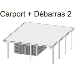 Carport en bois autoclave 30,35m² + débarras 9m² inclus - Karibu