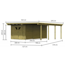 Carport en bois autoclave 30,35m² + débarras 14,4m² - Karibu