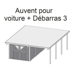 Carport en bois autoclave 30,35m² + débarras 14,4m² - Karibu