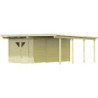 Carport en bois autoclave 30,35m² + débarras 14,4m² - Karibu