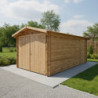 Garage en bois massif épais de 40mm traité et teinté Gardy Shelter