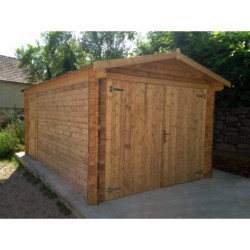 Garage en bois massif épais de 40mm traité et teinté Gardy Shelter