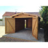 Garage en bois massif épais de 40mm traité et teinté Gardy Shelter