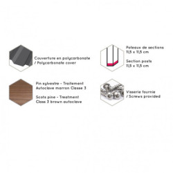 Carport camping car 32,40m² en bois traité autoclave Forest Style