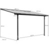 Toit de terrasse 9,21m² en alu anthracite et polycarbonate Habrita
