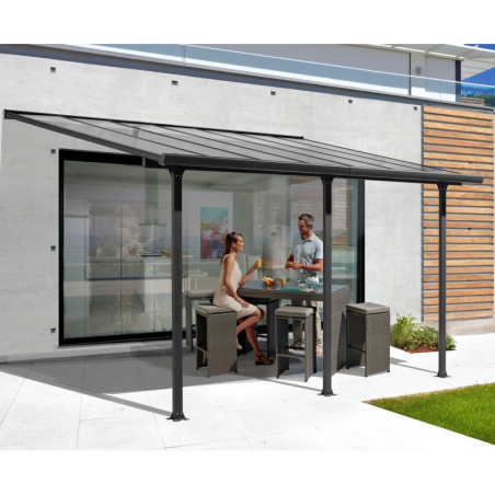 Pergola 15,38m² aluminium anthracite et polycarbonate Habrita