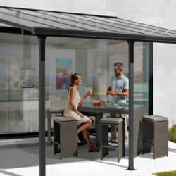 Pergola 15,38m² aluminium anthracite et polycarbonate Habrita