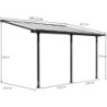 Pergola 15,38m² aluminium anthracite et polycarbonate Habrita