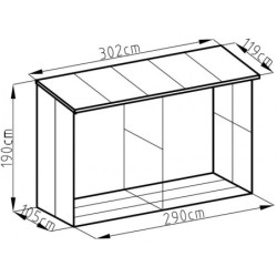 Abri bûches en métal anthracite 6 stères 302x119xH.190cm X-Metal