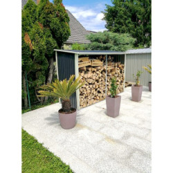 Abri bûches en métal anthracite 6 stères 302x119xH.190cm X-Metal