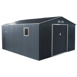 Abri en métal 13m² PLUS anthracite + kit d'ancrage X-METAL