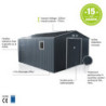 Abri en métal 13m² PLUS anthracite + kit d'ancrage X-METAL