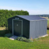 Abris de jardin métal 10,85m² anthracite + kit d'ancrage X-METAL