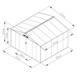 Abris de jardin métal 10,85m² anthracite + kit d'ancrage X-METAL