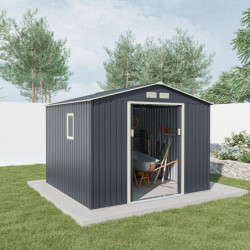 Abri de jardin en métal 7,06m² anthracite + kit d'ancrage X-METAL