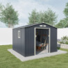 Abri de jardin en métal 7,06m² anthracite + kit d'ancrage X-METAL