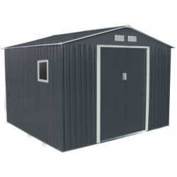 Abri de jardin en métal 7,06m² anthracite + kit d'ancrage X-METAL