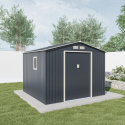 Abri de jardin en métal 7,06m² anthracite + kit d'ancrage X-METAL