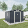 Abri de jardin en métal 7,06m² anthracite + kit d'ancrage X-METAL
