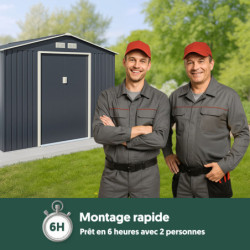 Abri de jardin en métal 7,06m² anthracite + kit d'ancrage X-METAL