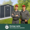 Abri de jardin en métal 7,06m² anthracite + kit d'ancrage X-METAL