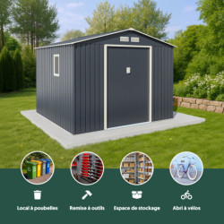 Abri de jardin en métal 7,06m² anthracite + kit d'ancrage X-METAL