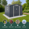 Abri de jardin en métal 7,06m² anthracite + kit d'ancrage X-METAL