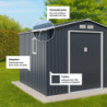Abri de jardin en métal 7,06m² anthracite + kit d'ancrage X-METAL