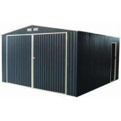 Garage métal anthracite double portes 19,61m² + Ancrage X-METAL