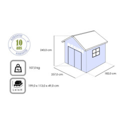 Keter abri de jardin en résine Sydney 4,41m² + Plancher inclus
