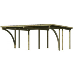 Carport bois autoclave 27,6m² + Toit PVC + 2 arcs d'entrée Karibu