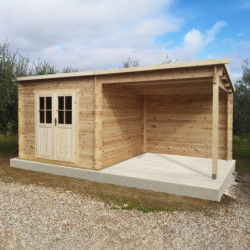 Abri toit plat 9m² + Terrasse couverte latérale 9m² Gardy Shelter