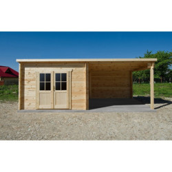 Abri toit plat 9m² + Terrasse couverte latérale 9m² Gardy Shelter