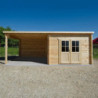 Abri bois toit plat 9m² 40mm + Terrasse couverte 9m² Gardy Shelter