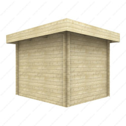 Abri en bois brut à toit plat 7,5m² - Madriers 28mm Gardy Shelter