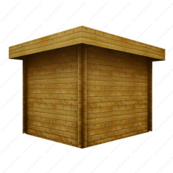 Abri en bois traité à toit plat 7,5m² Madriers 28mm Gardy Shelter
